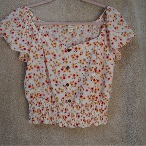 Cropped Flower Blouse: Size M